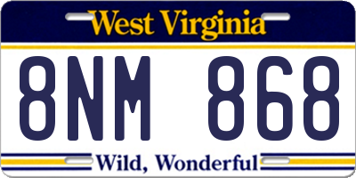 WV license plate 8NM868