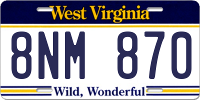 WV license plate 8NM870