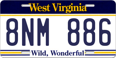 WV license plate 8NM886
