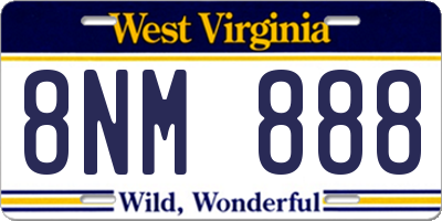 WV license plate 8NM888