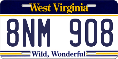 WV license plate 8NM908