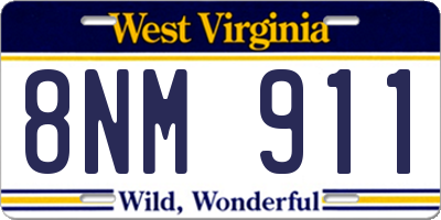 WV license plate 8NM911