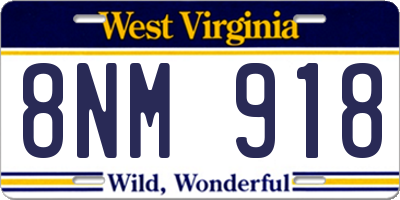 WV license plate 8NM918
