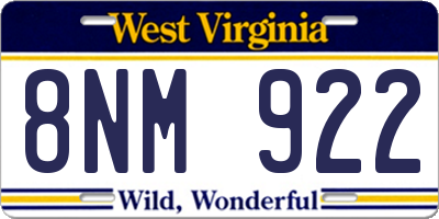 WV license plate 8NM922
