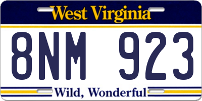 WV license plate 8NM923