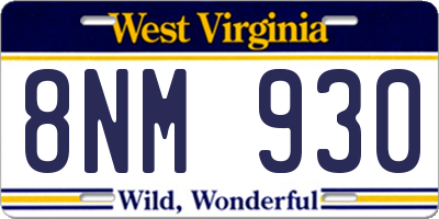 WV license plate 8NM930