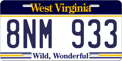WV license plate 8NM933