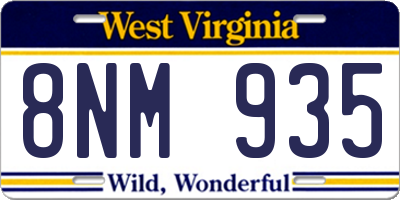 WV license plate 8NM935