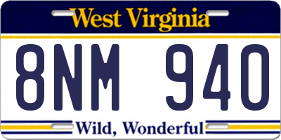 WV license plate 8NM940