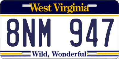 WV license plate 8NM947