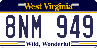 WV license plate 8NM949