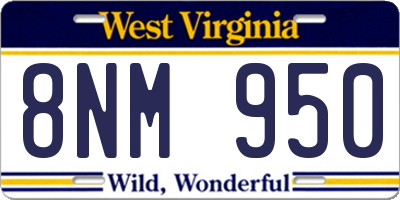 WV license plate 8NM950