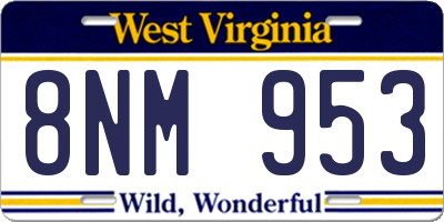 WV license plate 8NM953