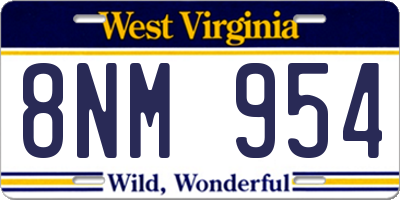 WV license plate 8NM954