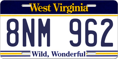 WV license plate 8NM962