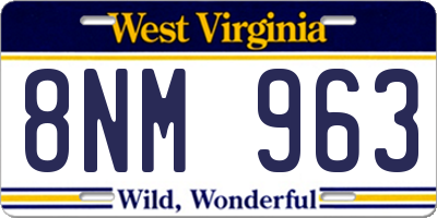 WV license plate 8NM963