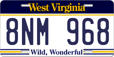WV license plate 8NM968