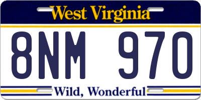 WV license plate 8NM970