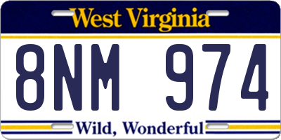 WV license plate 8NM974