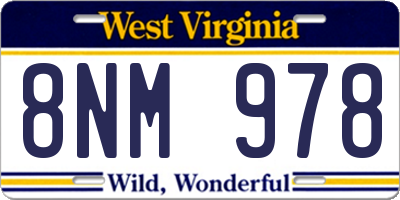 WV license plate 8NM978