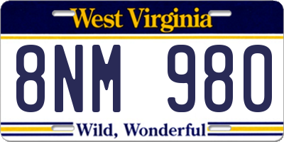 WV license plate 8NM980
