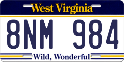 WV license plate 8NM984