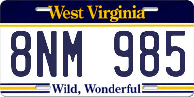 WV license plate 8NM985