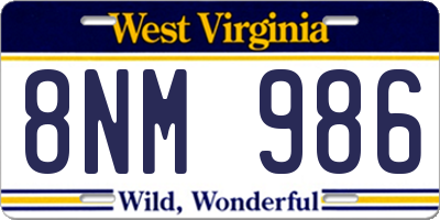 WV license plate 8NM986