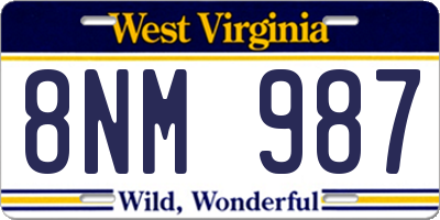 WV license plate 8NM987