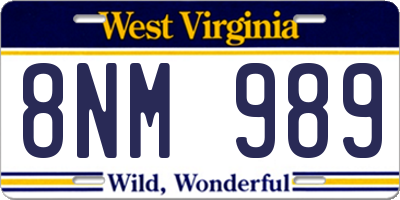 WV license plate 8NM989