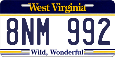 WV license plate 8NM992
