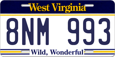 WV license plate 8NM993