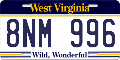 WV license plate 8NM996