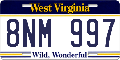 WV license plate 8NM997