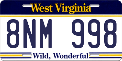 WV license plate 8NM998
