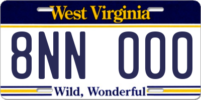 WV license plate 8NN000