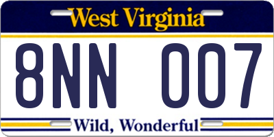 WV license plate 8NN007