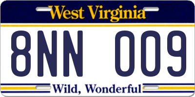 WV license plate 8NN009