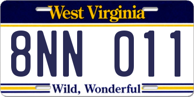 WV license plate 8NN011