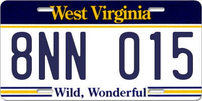 WV license plate 8NN015
