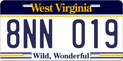 WV license plate 8NN019