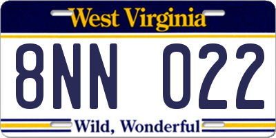 WV license plate 8NN022