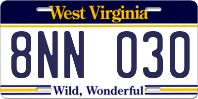 WV license plate 8NN030