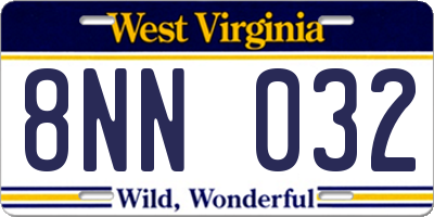 WV license plate 8NN032