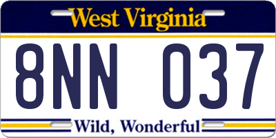 WV license plate 8NN037