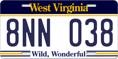 WV license plate 8NN038