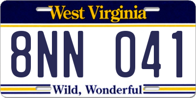 WV license plate 8NN041