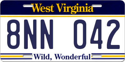 WV license plate 8NN042