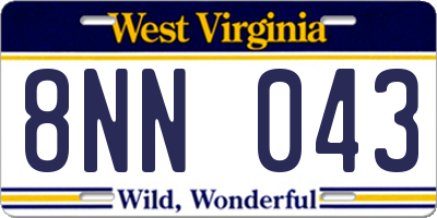 WV license plate 8NN043