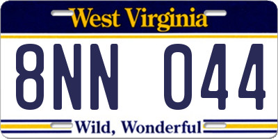 WV license plate 8NN044